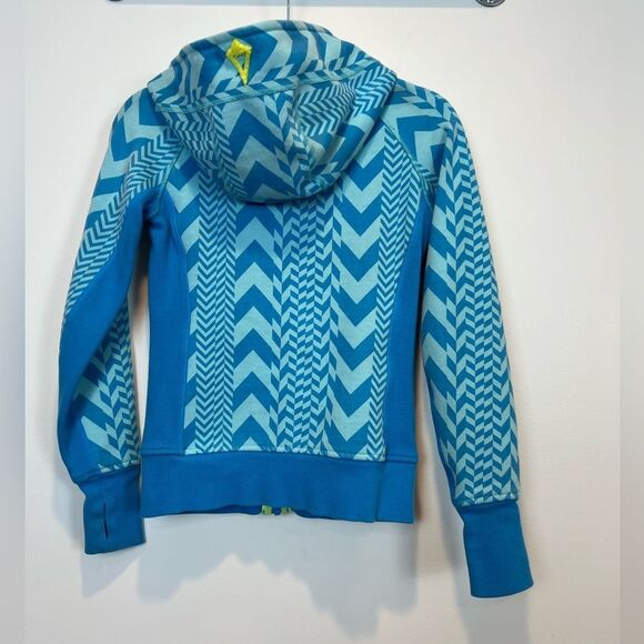Ivivva by Lululemon Scuba Jacket Girls 12 Chevron Blue - Picture 9 of 10